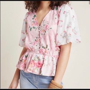 Anthro Hemant & Nandita Rose Garden Blouse; Size Medium